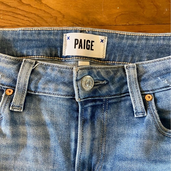 Paige Verdugo Ankle Jeans Size 26 Denim Stretch Distressed Casual Raw Hem - Picture 3 of 7